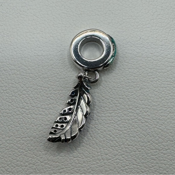 Genuine 925 Sterling Silver Enameled Feather Charm - Picture 8 of 8